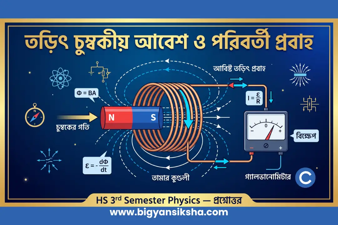 তড়িৎ চুম্বকীয় আবেশ ও পরিবর্তী প্রবাহ – HS 3rd Semester Physics MCQ প্রশ্নোত্তর